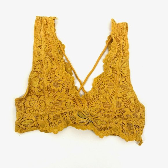 Ambiance Other - Ambiance Mustard Floral Lace Boho Beach Bralette